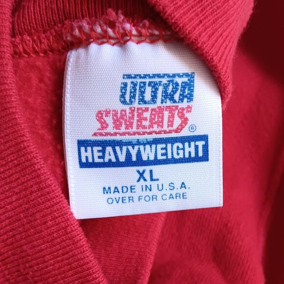 Vtg 90's Ultra Sweats Heavyweight Red Sweatshirt XL Made In USA - Picture 2 of 4